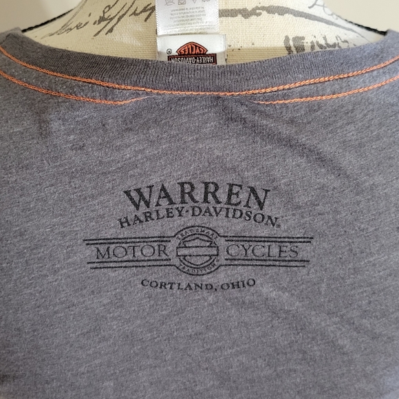 Harley Davidson Grey & Orange Tee - Picture 4 of 4